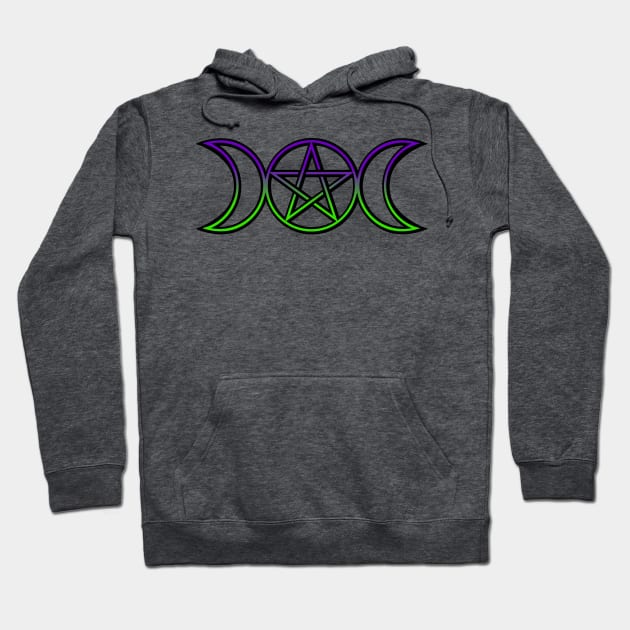 Triple Moon Goddess Purple Green Hoodie by RavenWake